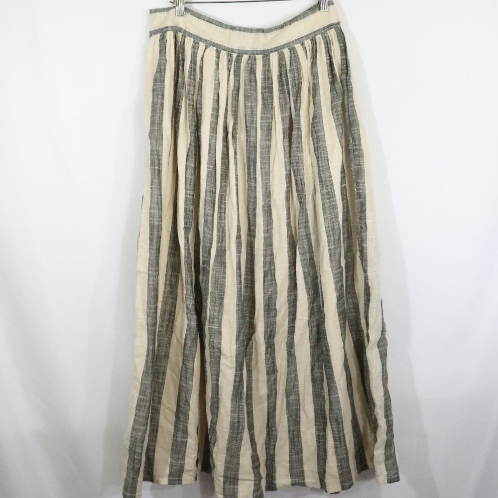 Anthropologie Osei Duro Gray and Cream Gauze Stripe Maxi Skirt L - Picture 4 of 6